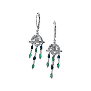 Art-Deco Genuine Multi-Color Gemstone & Diamond Earrings